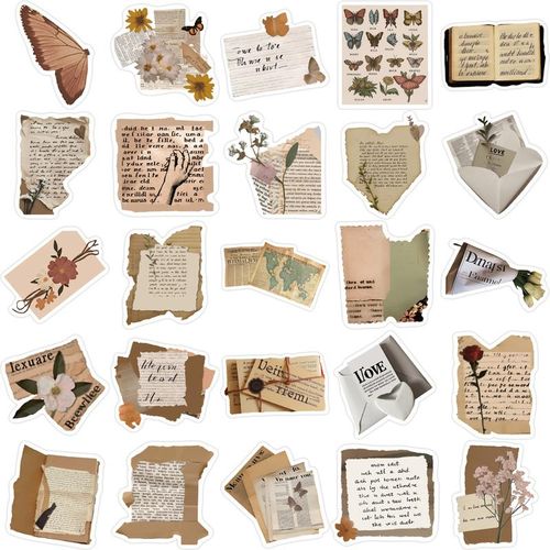 10/30/50pcs Cartoon Vintage Text Fragment Retro Vsco Graffiti Aesthetic Decals Notebook Lap Car Sticker Toy Kid