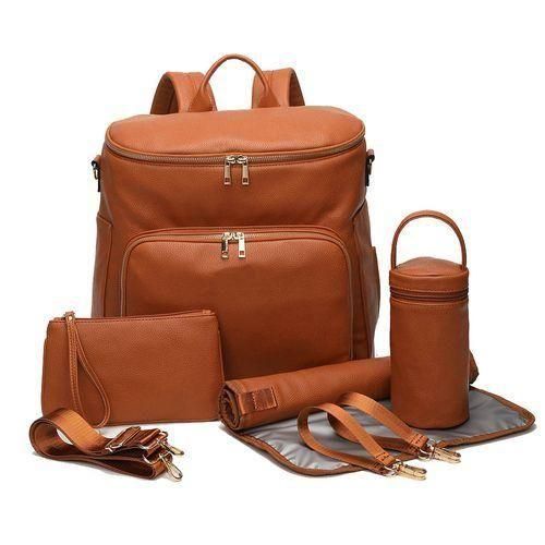 3Fashion PU Leather Baby Diaper Bag Backpack For Moms