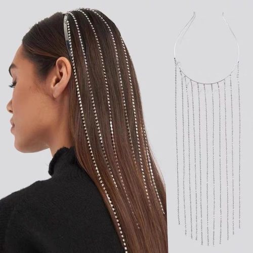 Able Long Tassel Headband Rhinestone Jewelry Suitable For Female Brides Crystal Headdress With Total Length Of 40cm