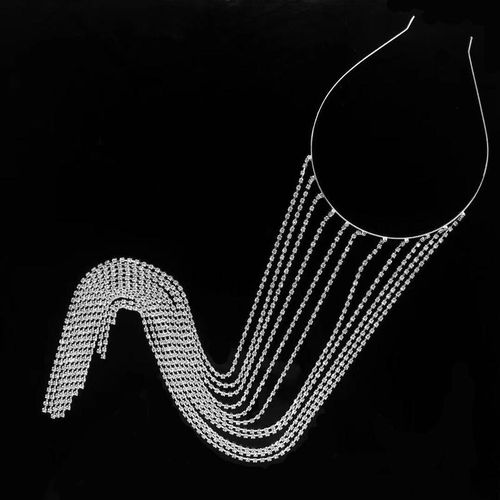 Able Long Tassel Headband Rhinestone Jewelry Suitable For Female Brides Crystal Headdress With Total Length Of 40cm