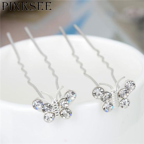 20pcs Lots Wedding Bridal Crystal Wedding Butterfly Hair Pins Clips Bridesmaid Jewelry Accessories