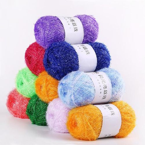 200grams Flashing Shiny Glass Silk Glitter Yarn Threads Crochet Sweater Bag Mix And Wool Yarn Bulky Freeshipping