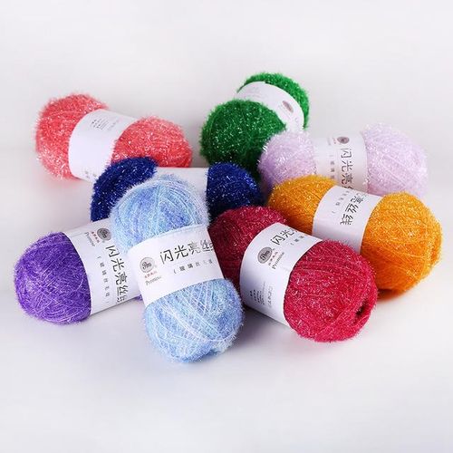200grams Flashing Shiny Glass Silk Glitter Yarn Threads Crochet Sweater Bag Mix And Wool Yarn Bulky Freeshipping