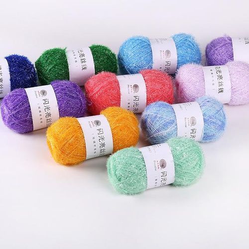 200grams Flashing Shiny Glass Silk Glitter Yarn Threads Crochet Sweater Bag Mix And Wool Yarn Bulky Freeshipping