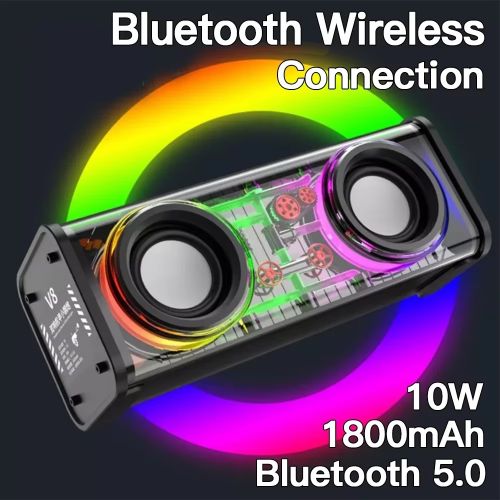 Transparent Mecha Wireless Bluetooth Speaker, Stereo Dual Speaker