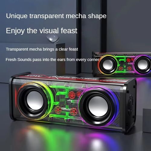 Transparent Mecha Wireless Bluetooth Speaker, Stereo Dual Speaker