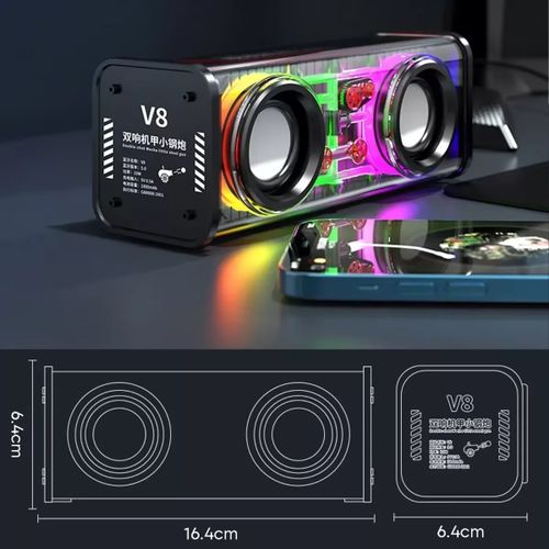 Transparent Mecha Wireless Bluetooth Speaker, Stereo Dual Speaker