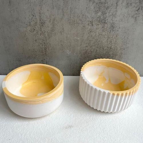 Concrete Stripe Candle Jar Silicone Mold Diy With Lid Craft Ornament Making Resin Storage Box Molds Vase Mould