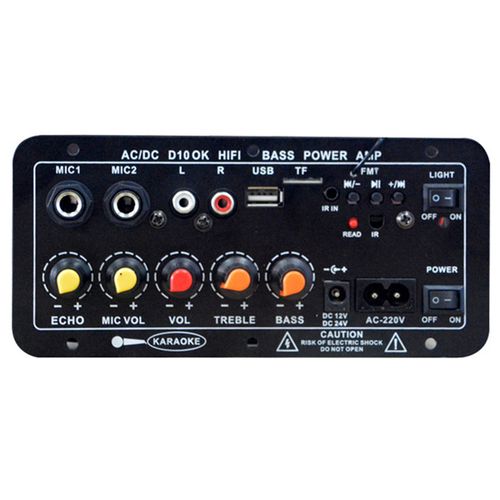 1pc Ac 220v 12v 24v Digital Bluetooth Stereo Amplifier Board Subwoofer Dual Microphone Karaoke Amplifiers For 8-12 Inch Speaker