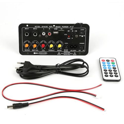 1pc Ac 220v 12v 24v Digital Bluetooth Stereo Amplifier Board Subwoofer Dual Microphone Karaoke Amplifiers For 8-12 Inch Speaker