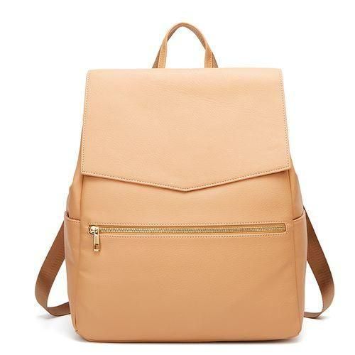 KhakiNew  Large PU Leather Diaper Bag Backpack Women