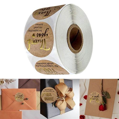 500pcs Thank You Packaging Sealing Stickers Paper Seals .5/1 Kraft