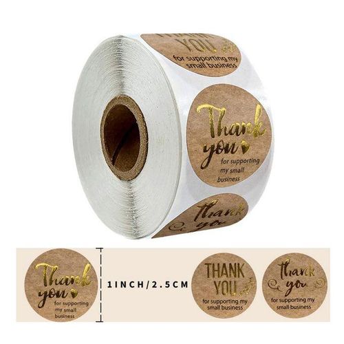500pcs Thank You Packaging Sealing Stickers Paper Seals .5/1 Kraft
