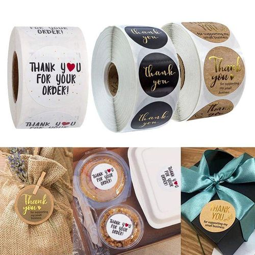 500pcs Thank You Packaging Sealing Stickers Paper Seals .5/1 Kraft