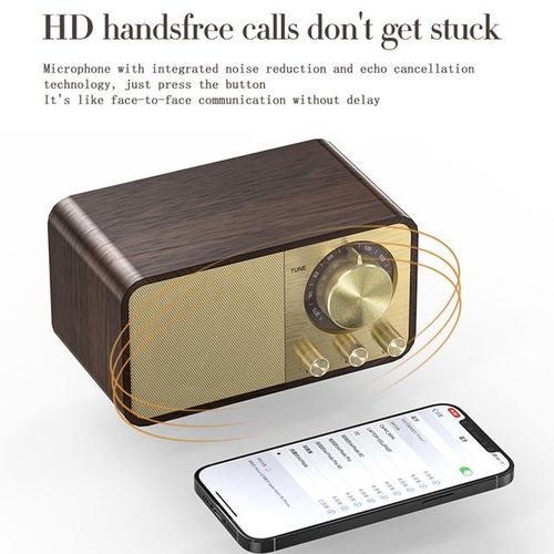 Wooden Bluetooth Speaker Retro Classic Soundbox Hifi Stereo Surround Super Bass Subwoofer Aux Fm Radio Sound System For Computer