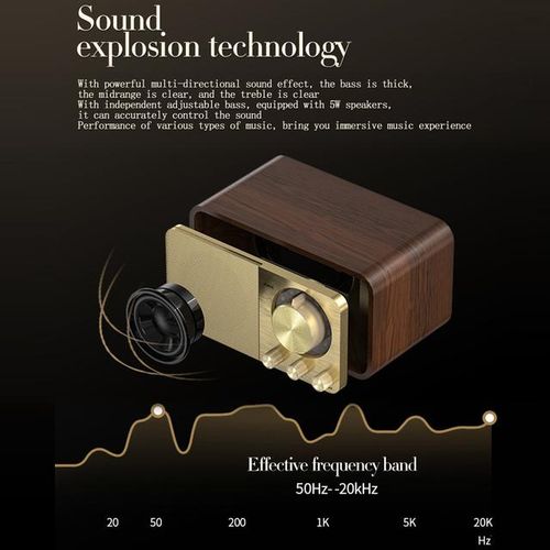 Wooden Bluetooth Speaker Retro Classic Soundbox Hifi Stereo Surround Super Bass Subwoofer Aux Fm Radio Sound System For Computer