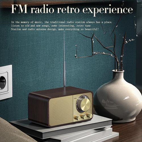 Wooden Bluetooth Speaker Retro Classic Soundbox Hifi Stereo Surround Super Bass Subwoofer Aux Fm Radio Sound System For Computer
