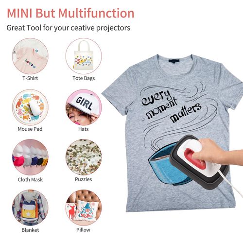 Mini Heat Press Machine T-Shirt Printing Easy Heating Transfer Press Iron Machines   for Clothes Bags Hats Pads Blanket Phone Case Portable HTV Vinly Projects DIY Home   Business NO5140