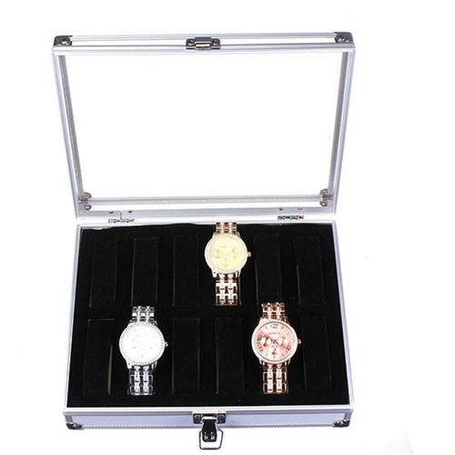 12 Slots Aluminium Watch Grid Storage Display Holder Bracelet Organizer Case Box
