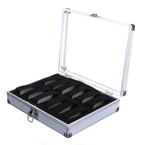 12 Slots Aluminium Watch Grid Storage Display Holder Bracelet Organizer Case Box