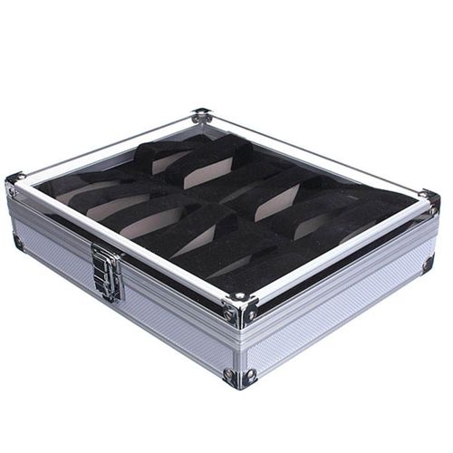 12 Slots Aluminium Watch Grid Storage Display Holder Bracelet Organizer Case Box