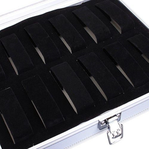 12 Slots Aluminium Watch Grid Storage Display Holder Bracelet Organizer Case Box