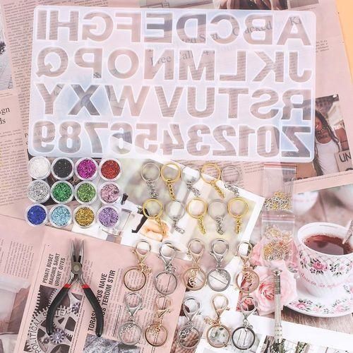 117Pcs Alphabet Resin Casting Silicone Mold DIY Epoxy Keychain Pendant