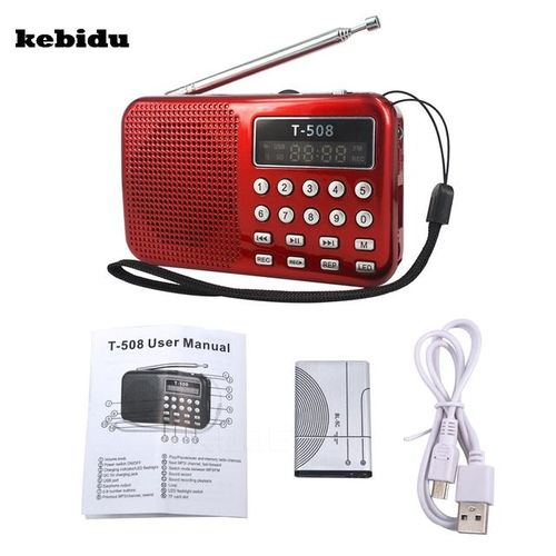Kebidu T-508 50mm Mini Fm Radio Speaker Rechargeable Digital Led Display Panel Stereo Usb Tf Mirco For Sd Card Mp3 Player