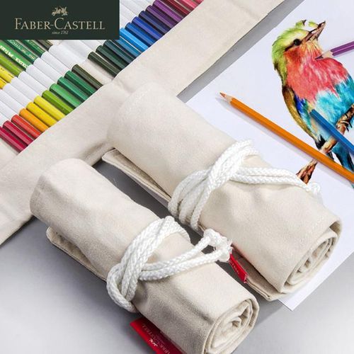 Faber Castell 573064 Colored Pencils Roll Up Pouch 50/64/76 Holes Canvas Pen Bag Stationary Case Pencil Box Art Supplies