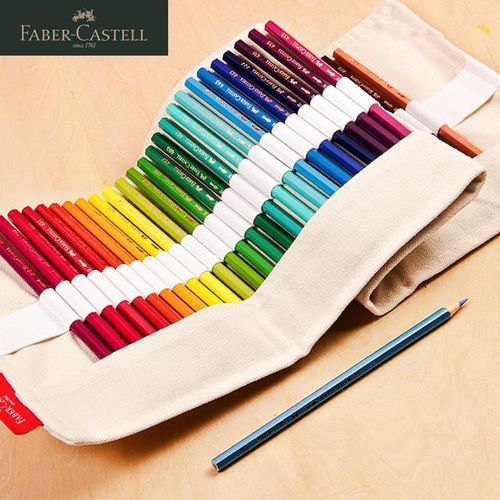 Faber Castell 573064 Colored Pencils Roll Up Pouch 50/64/76 Holes Canvas Pen Bag Stationary Case Pencil Box Art Supplies