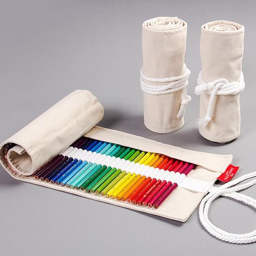 Faber Castell 573064 Colored Pencils Roll Up Pouch 50/64/76 Holes Canvas Pen Bag Stationary Case Pencil Box Art Supplies