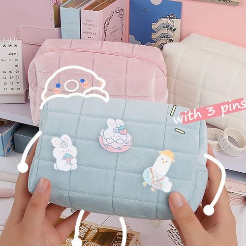 Super Large Pencil Case Big Pen Box With Kawaii Pins Makeup Bags For Girls Office School Travel Storage Supplies Cartuchera