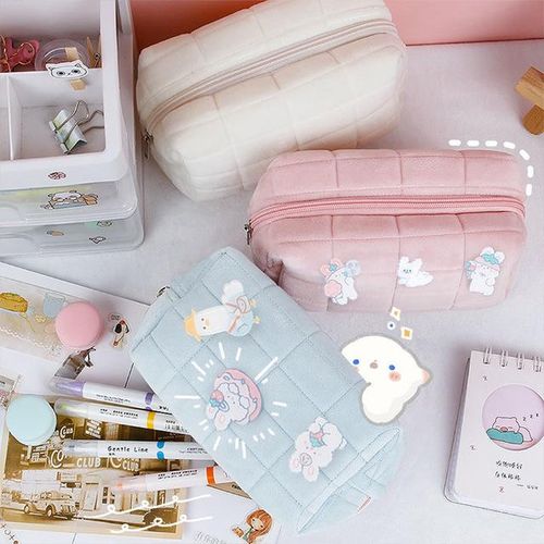 Super Large Pencil Case Big Pen Box With Kawaii Pins Makeup Bags For Girls Office School Travel Storage Supplies Cartuchera