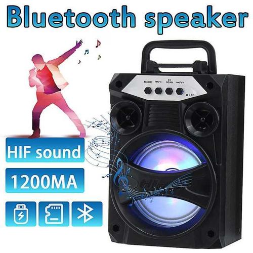 Portable Bluetooth Speaker With Microphone Colorful Led Light Rechargeable Party Karaoke Machine Supports Tf Card/usb Fm