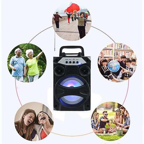 Portable Bluetooth Speaker With Microphone Colorful Led Light Rechargeable Party Karaoke Machine Supports Tf Card/usb Fm
