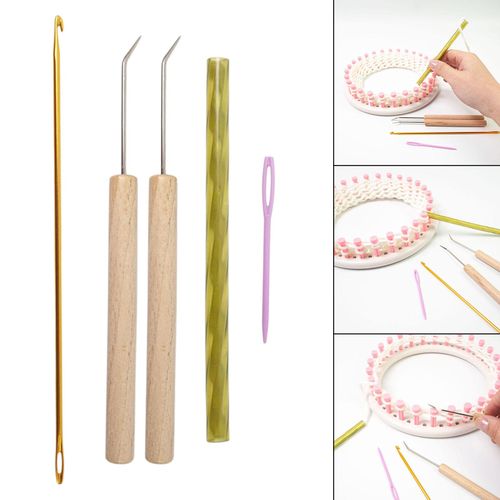 5Pcs Round Knitting Loom Hook Set Knitting Machine Hooks