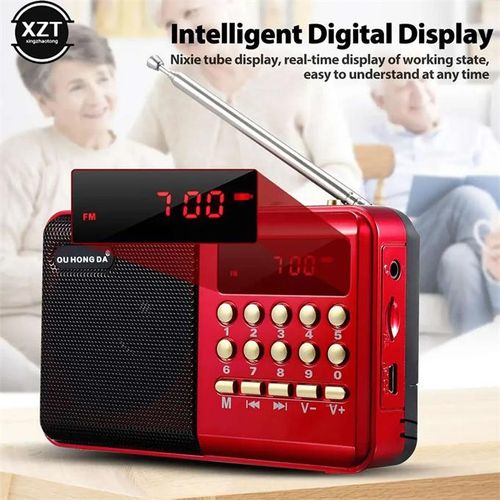 K11 FM Rechargeable Mini Portable Radio Handheld Digital FM USB TF MP3 Player Speaker
