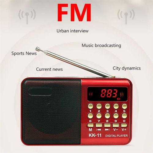 K11 FM Rechargeable Mini Portable Radio Handheld Digital FM USB TF MP3 Player Speaker