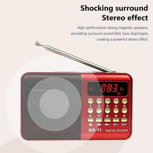 K11 FM Rechargeable Mini Portable Radio Handheld Digital FM USB TF MP3 Player Speaker