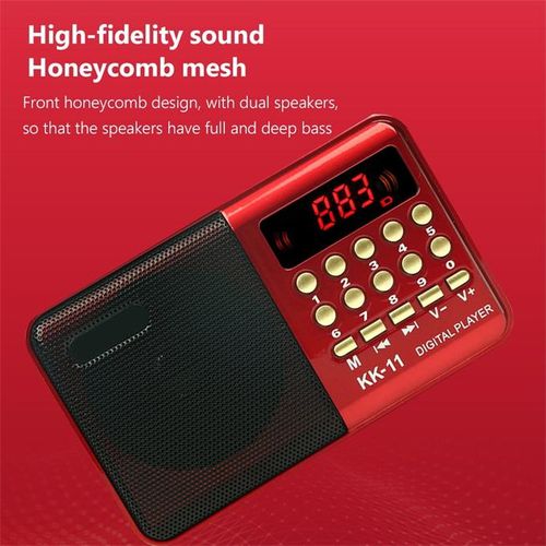 K11 FM Rechargeable Mini Portable Radio Handheld Digital FM USB TF MP3 Player Speaker
