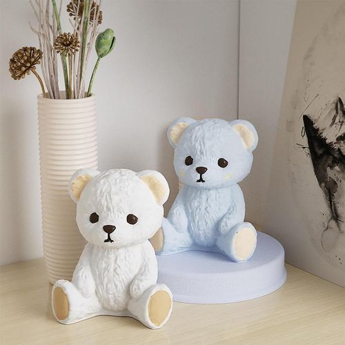 3d Teddybear Smiling Mold Silicone Mold Candle Bear Cake Decoration Chocolate Baking Cake Aromatic Candle Drip Mold