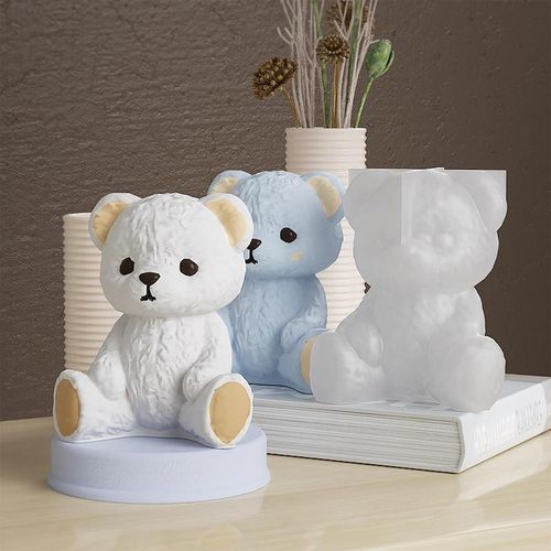 3d Teddybear Smiling Mold Silicone Mold Candle Bear Cake Decoration Chocolate Baking Cake Aromatic Candle Drip Mold
