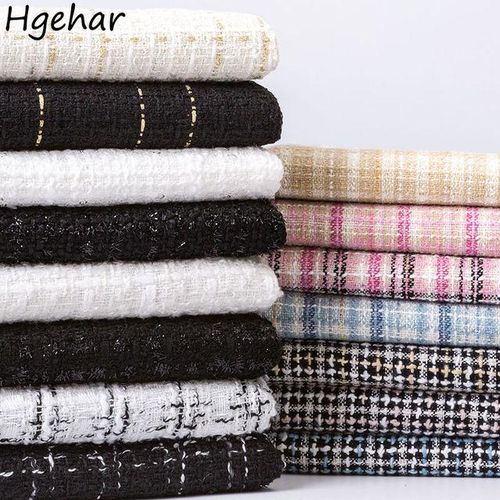 Woolen Tweed Fabric Elegant Plaid Diy Handmade Clothes Lady All- Korean Style Lurex Autumn Winter Vintage