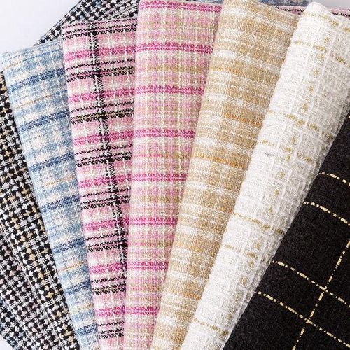 Woolen Tweed Fabric Elegant Plaid Diy Handmade Clothes Lady All- Korean Style Lurex Autumn Winter Vintage