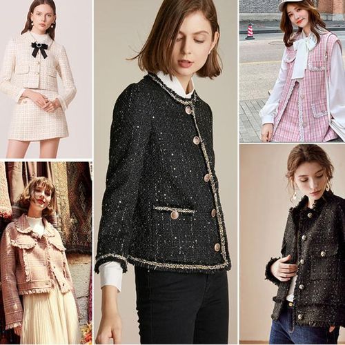 Woolen Tweed Fabric Elegant Plaid Diy Handmade Clothes Lady All- Korean Style Lurex Autumn Winter Vintage