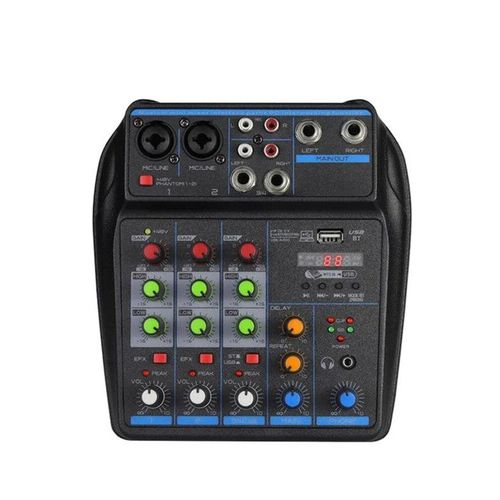 BOMGE 4 MINI Channel Mixer DJ Mixing Console with Bluetooth 48V Phantom Power Karaoke System USB Mixer Audio