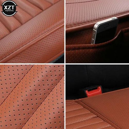NEW Front Car Seat Cover PU Cars Seat Cushion Automobiles Seat Protector Car Chair Pad Mat Auto Anti Slip Mat-2-Half pack_BLACK BROWN