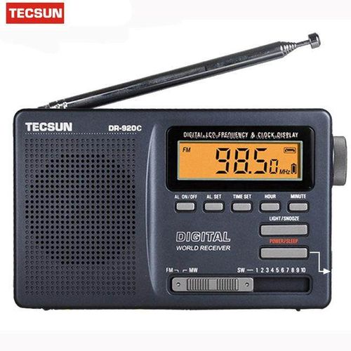 Tecsun DR-920C FM MW SW 12 Band Digital Clock Alarm Radio Receiver Grey