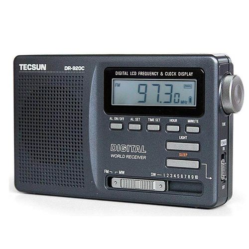 Tecsun DR-920C FM MW SW 12 Band Digital Clock Alarm Radio Receiver Grey