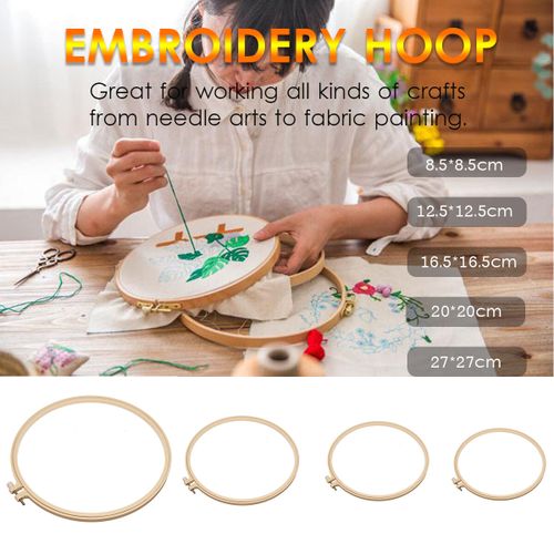 5 sizes Wooden Bamboo Hand Embroidery Cross Stitch Ring Hoop Frames Plastic 27X27cm